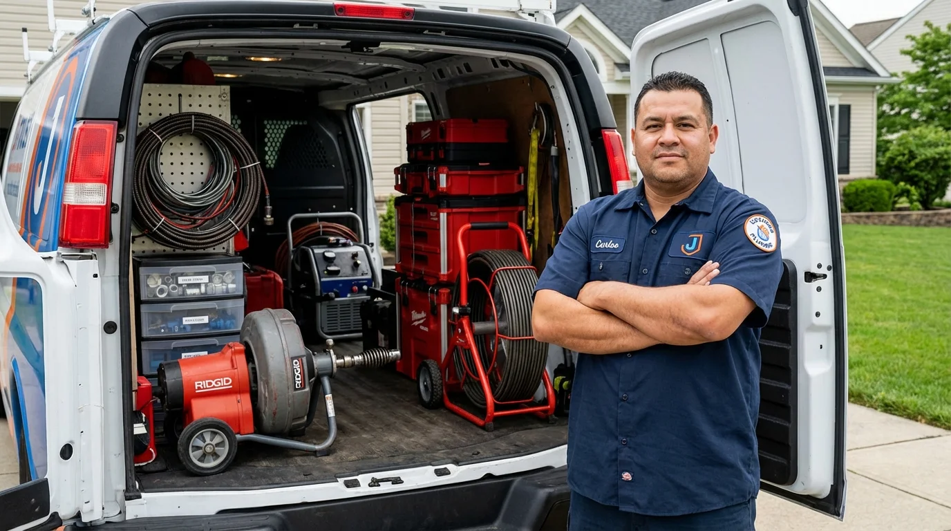 Professional drain cleaning equipment and Johns Plumbing LLC plumber in Garrison